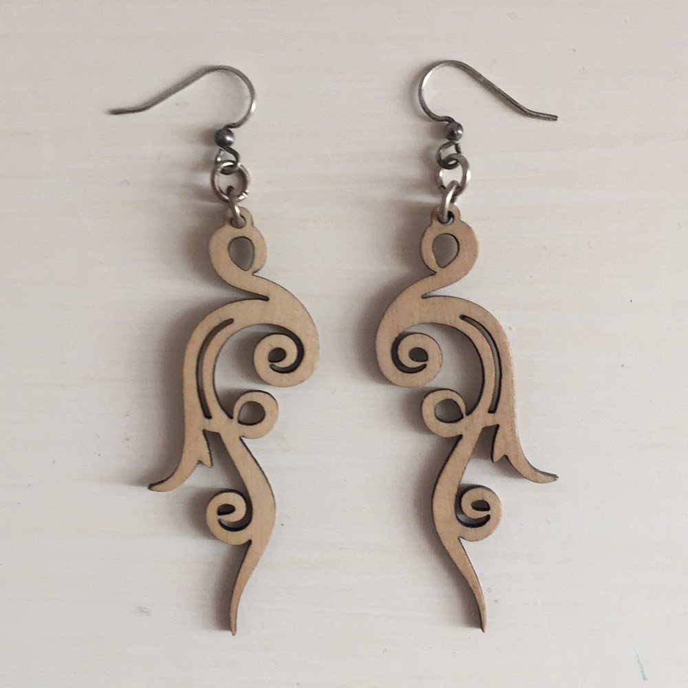Handmade lightweight wooden earrings